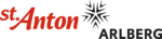 Logo von St. Anton Arlberg mit rotem und schwarzem Text