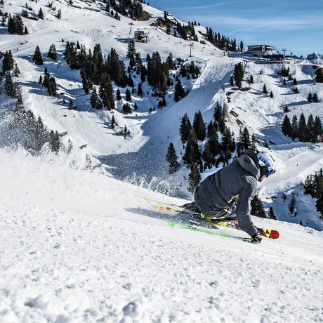 Ihre Unterkunft in St. Christoph am Arlberg: Bilder Skifahrer fährt schnell einen verschneiten Berghang hinunter